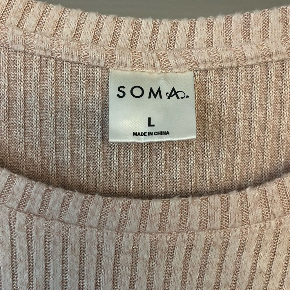 SOMA BRUSHED COZY Rib Sleep Tank cream/tan color size L EUC soft comfy - Picture 2 of 5